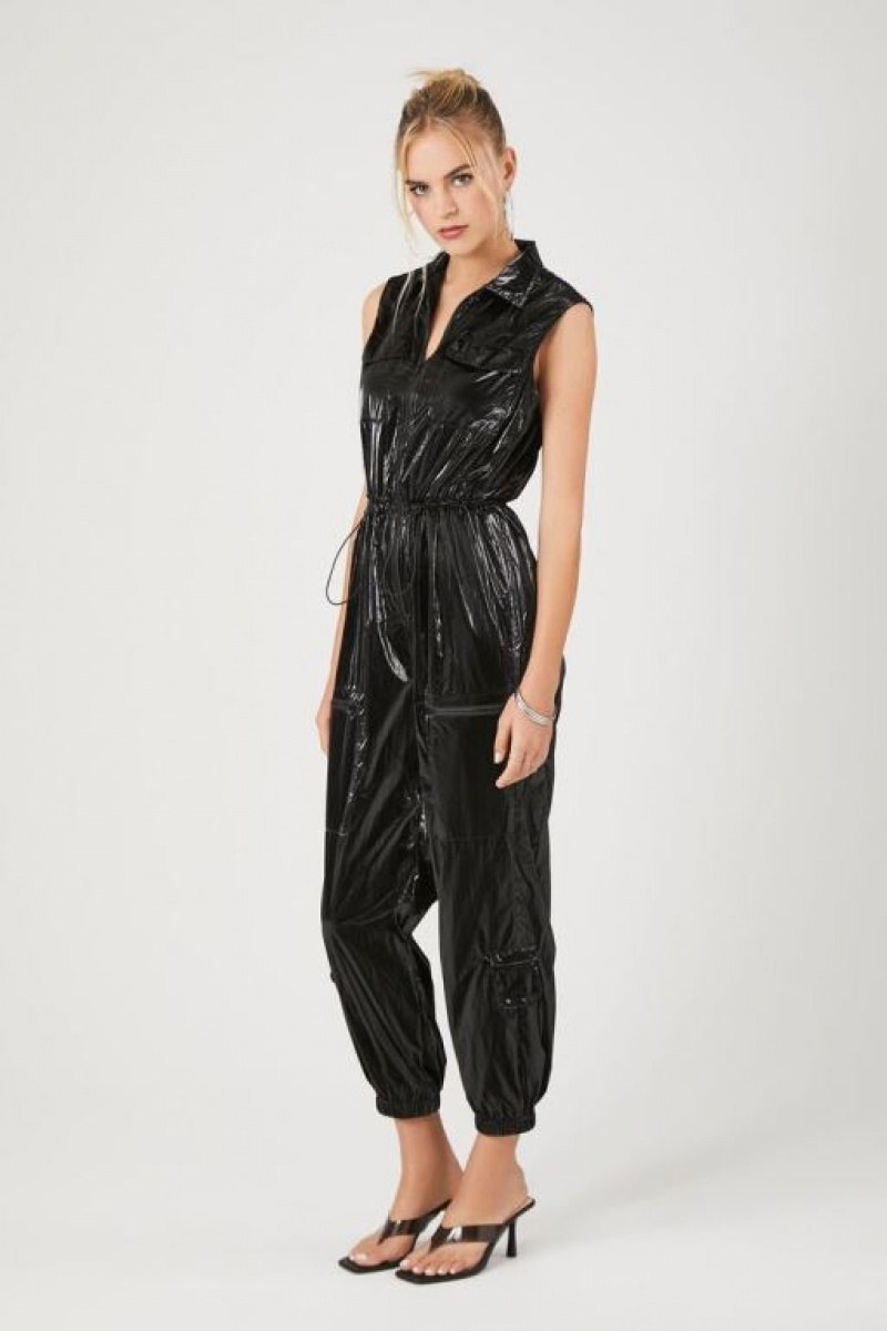 Jumpsuits Forever 21 Sleeveless Drawstring Jumpsuit Mujer Negras | FqcQLr33LLi