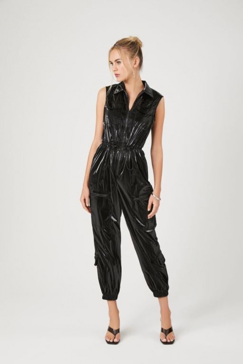 Jumpsuits Forever 21 Sleeveless Drawstring Jumpsuit Mujer Negras | FqcQLr33LLi