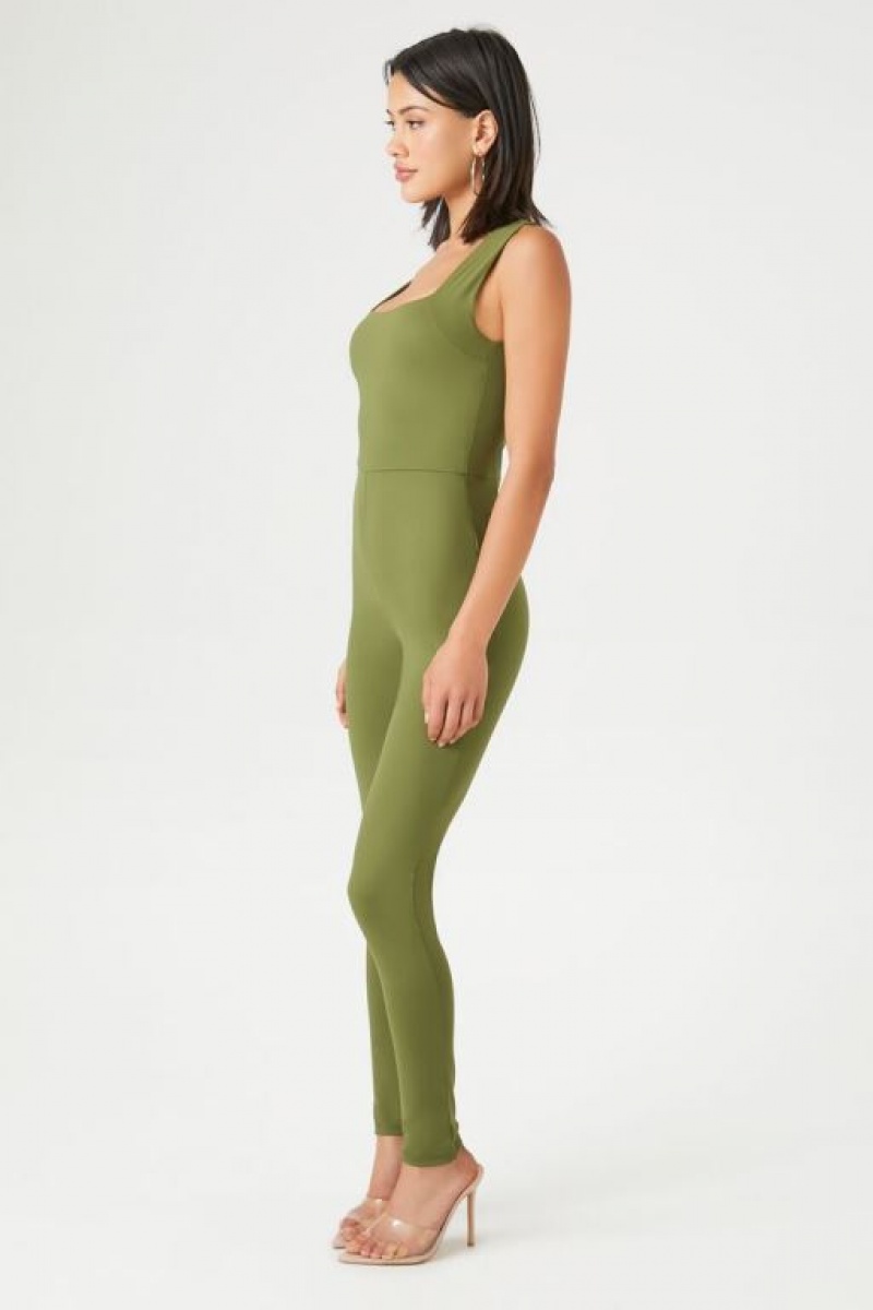 Jumpsuits Forever 21 Sleeveless Fitted Jumpsuit Mujer Gris Verde | m9cTLq5j1kT