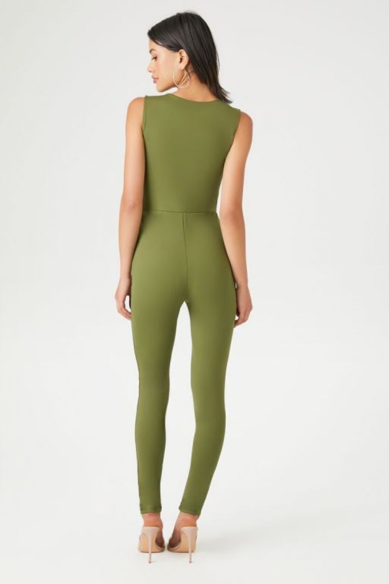 Jumpsuits Forever 21 Sleeveless Fitted Jumpsuit Mujer Gris Verde | m9cTLq5j1kT