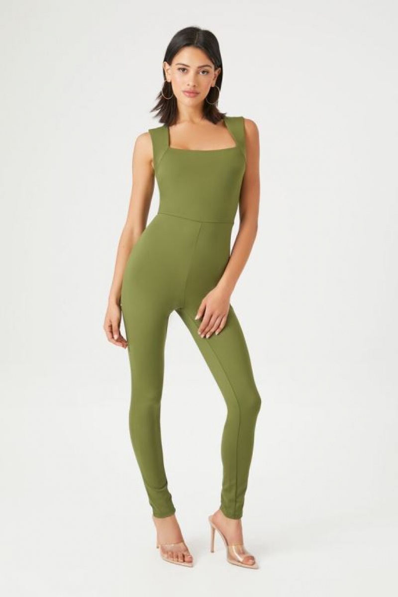 Jumpsuits Forever 21 Sleeveless Fitted Jumpsuit Mujer Gris Verde | m9cTLq5j1kT