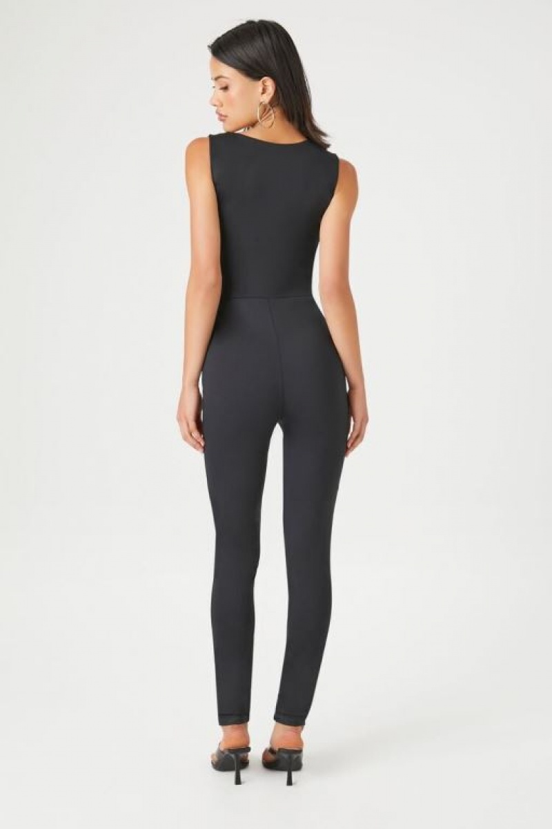 Jumpsuits Forever 21 Sleeveless Fitted Jumpsuit Mujer Negras | rDQgD78Ptfz