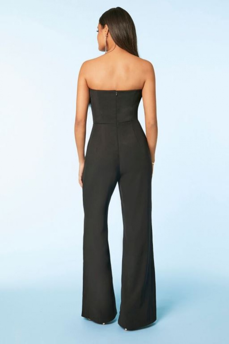 Jumpsuits Forever 21 Strapless Faux Fur Trim Jumpsuit Mujer Negras | QKgU73Z0RfP