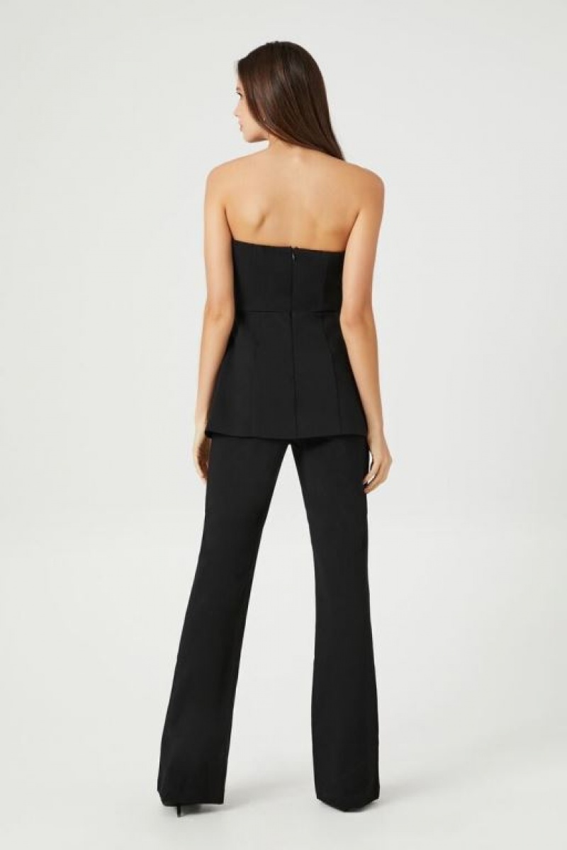 Jumpsuits Forever 21 Strapless Peplum Jumpsuit Mujer Negras | gEixn7pG1BP