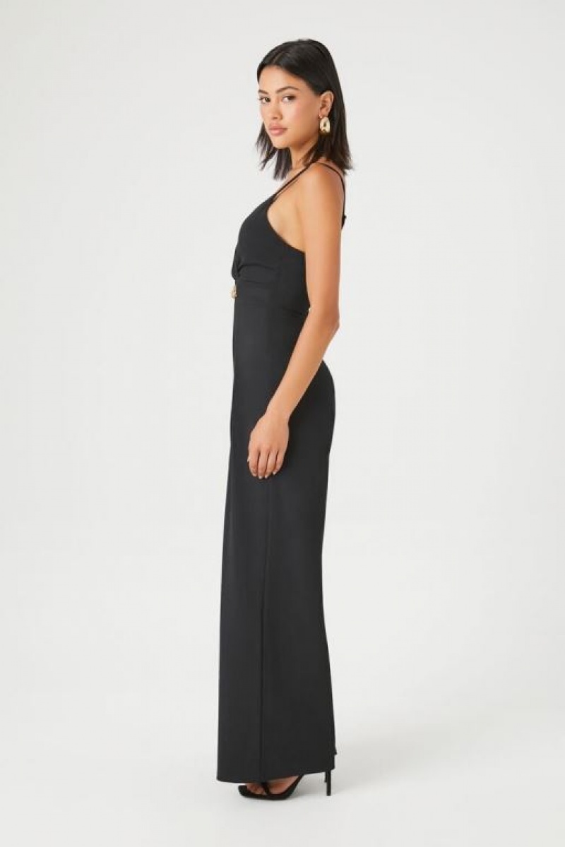 Jumpsuits Forever 21 Surplice Wide Leg Cami Jumpsuit Mujer Negras | tkPKkpha71C