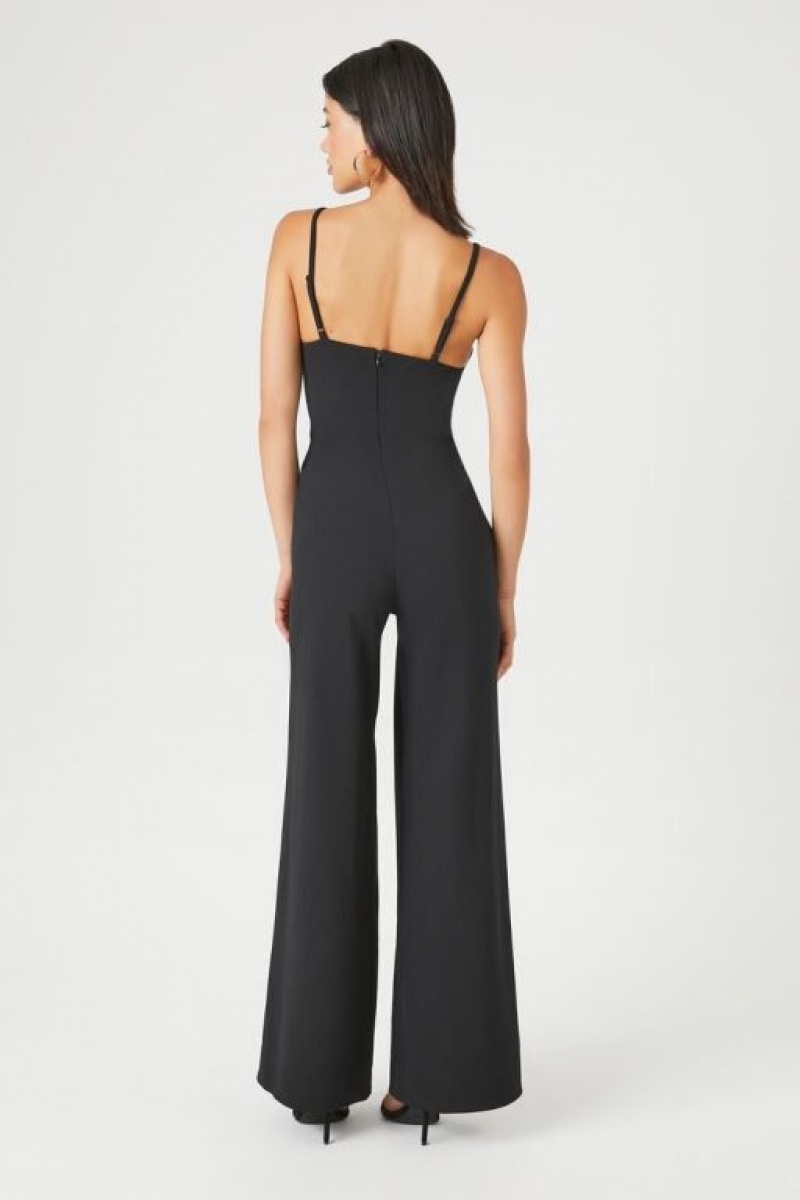 Jumpsuits Forever 21 Surplice Wide Leg Cami Jumpsuit Mujer Negras | tkPKkpha71C