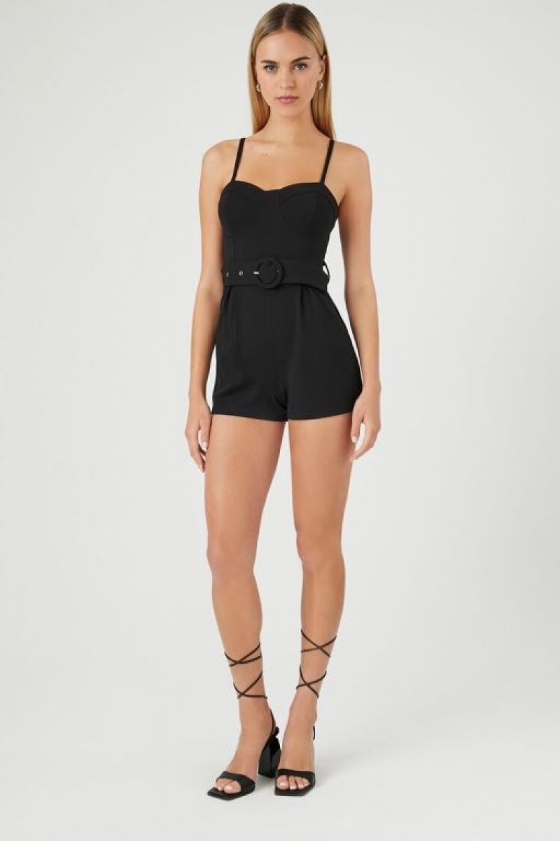 Jumpsuits Forever 21 Sweetheart Cami Romper Mujer Negras | Evj5u73ypNa