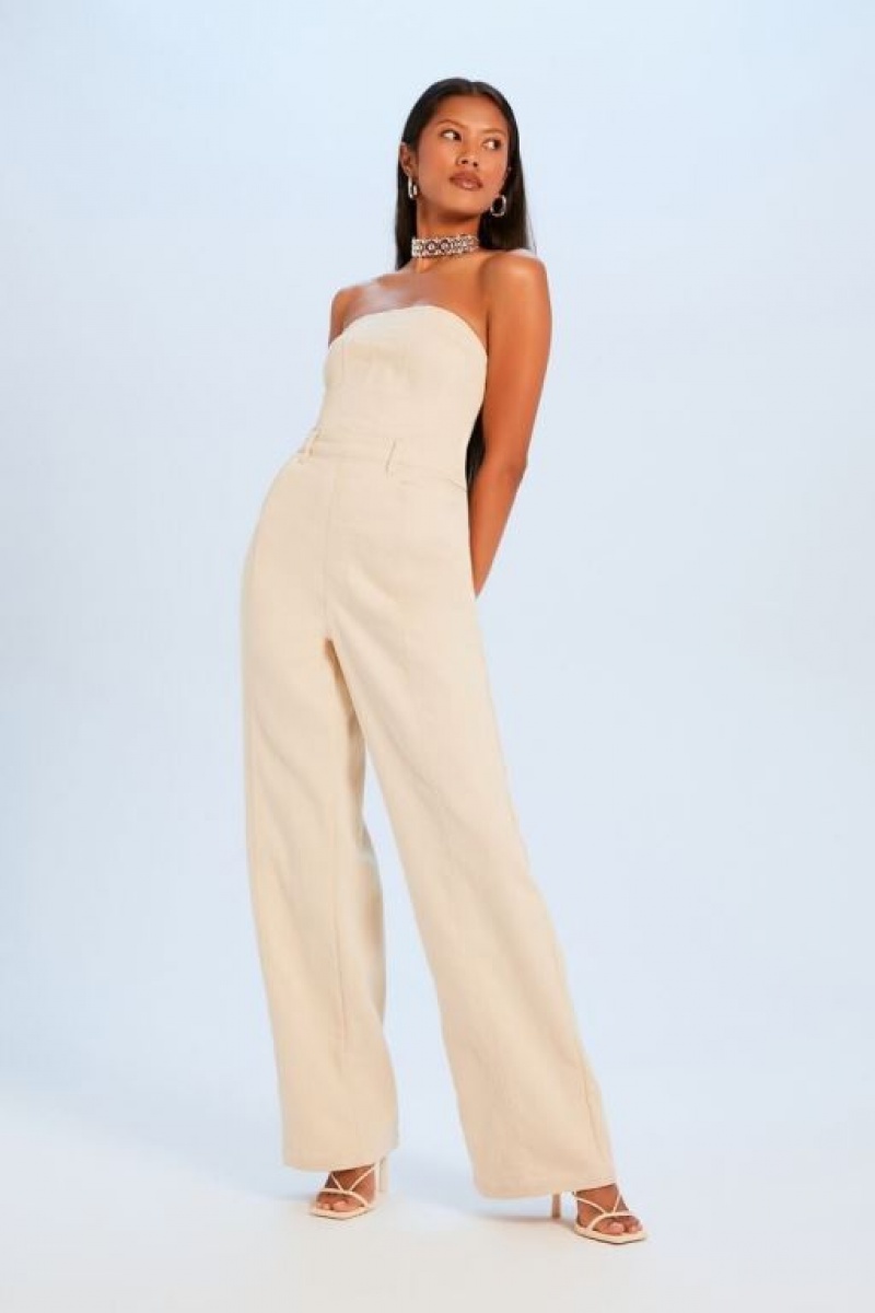 Jumpsuits Forever 21 Twill Strapless Jumpsuit Mujer Kaki | jNfh34wdCkE