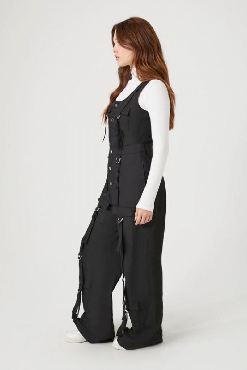 Jumpsuits Forever 21 Utility Cargo Jumpsuit Mujer Negras | u9VmcUayL7m