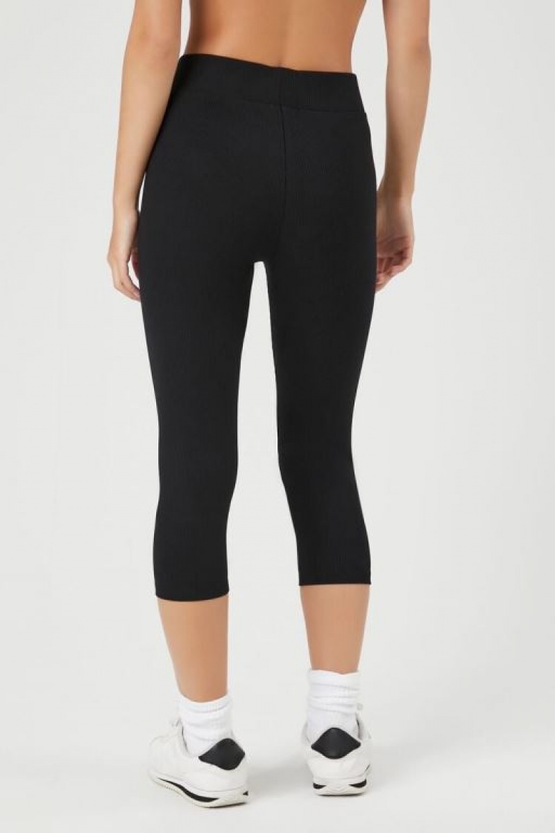 Leggins Forever 21 Acanalado Knit Capri Mujer Negras | mZ1Z1xGvMfs