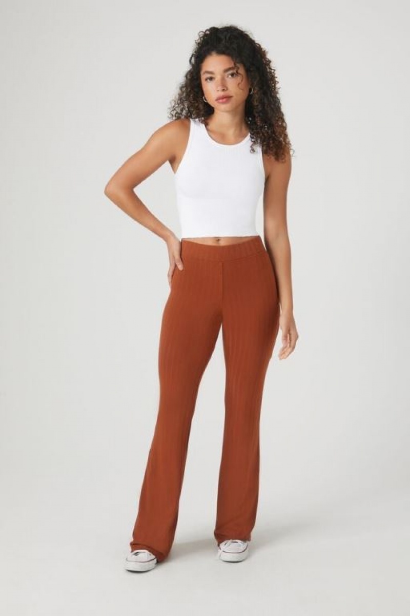 Leggins Forever 21 Acanalado Knit Flare Mujer Naranjas | Q1xTPo0S8r5