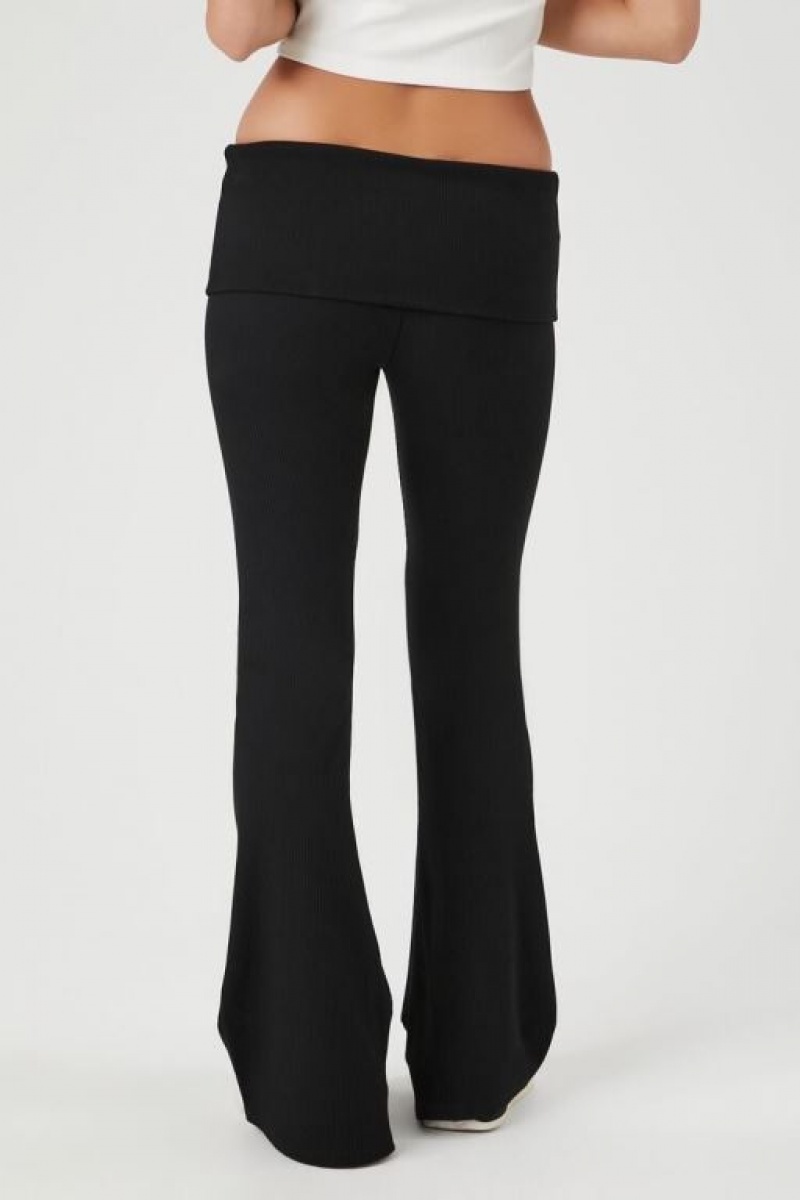 Leggins Forever 21 Acanalado Knit Foldover Flare Mujer Negras | ce2TFWDfZcc