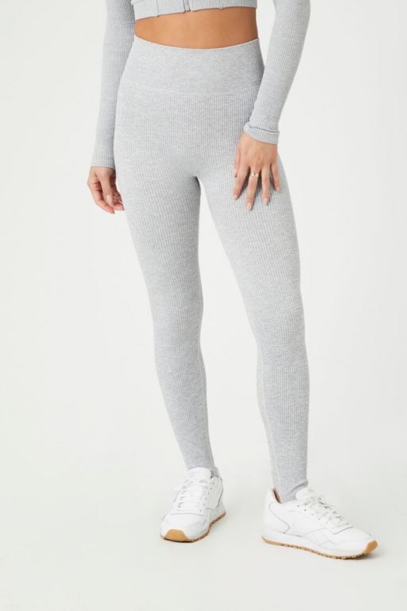 Leggins Forever 21 Acanalado Knit Stirrup Mujer Gris | Yilw6z7lRM4