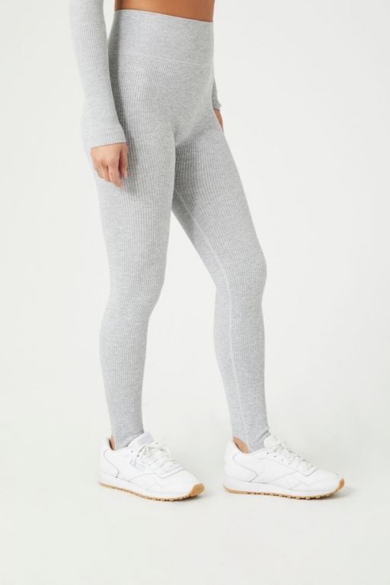 Leggins Forever 21 Acanalado Knit Stirrup Mujer Gris | Yilw6z7lRM4