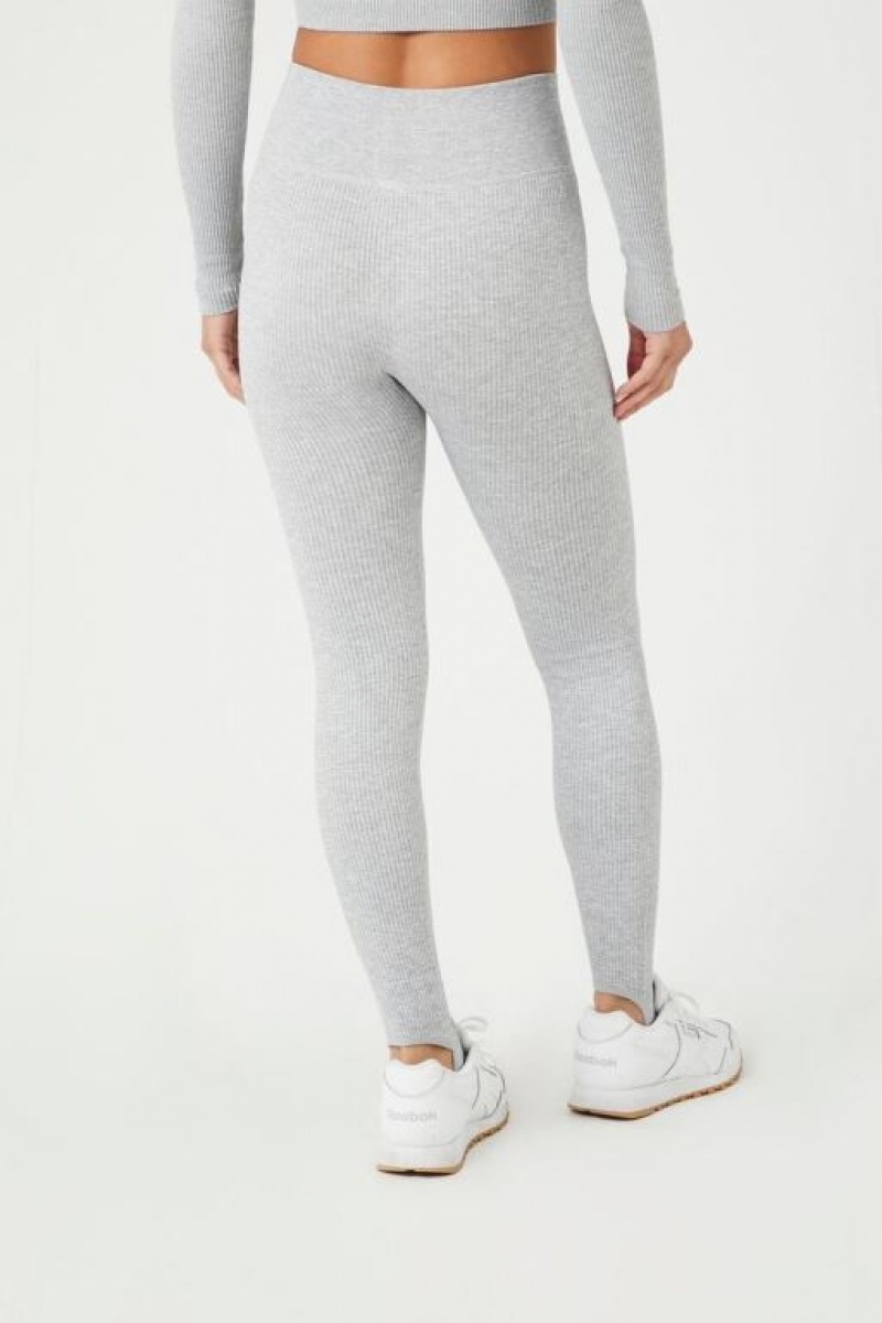 Leggins Forever 21 Acanalado Knit Stirrup Mujer Gris | Yilw6z7lRM4