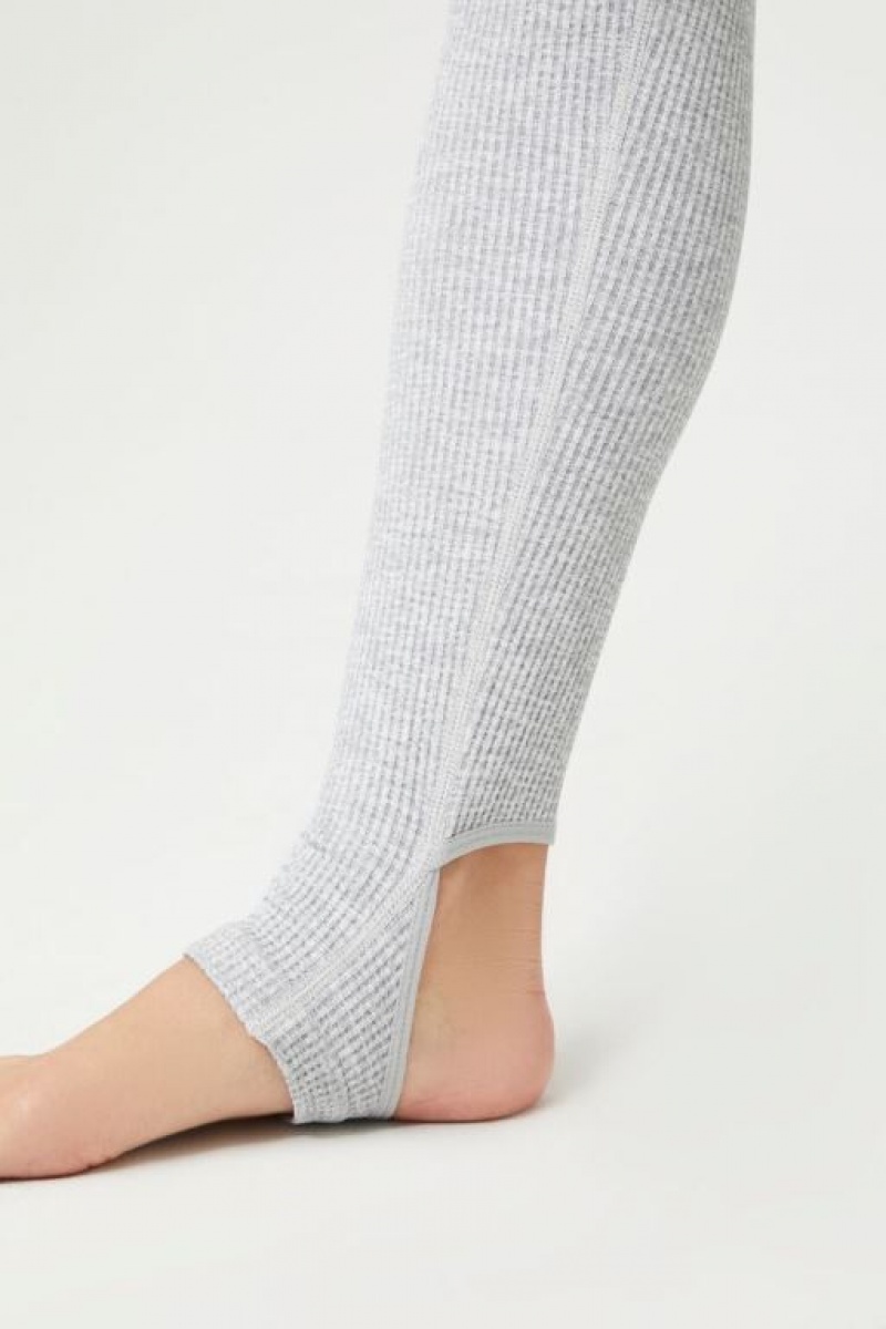 Leggins Forever 21 Acanalado Knit Stirrup Mujer Gris | Yilw6z7lRM4