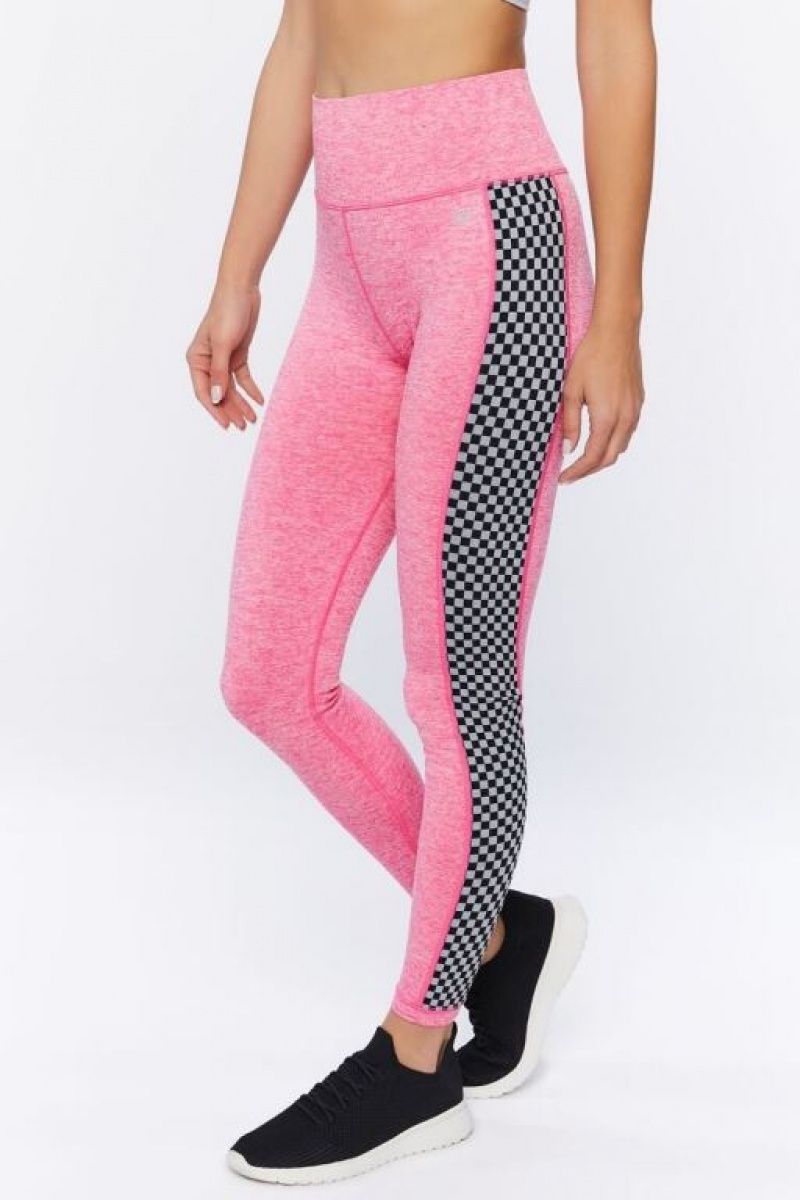 Leggins Forever 21 Active Checkered Trim Mujer Rosas | ZVxhMuiZ5hM