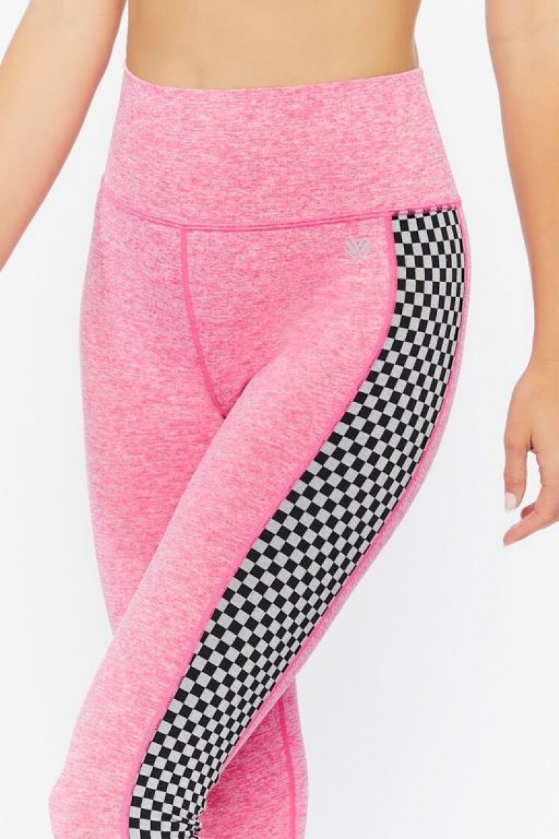 Leggins Forever 21 Active Checkered Trim Mujer Rosas | ZVxhMuiZ5hM