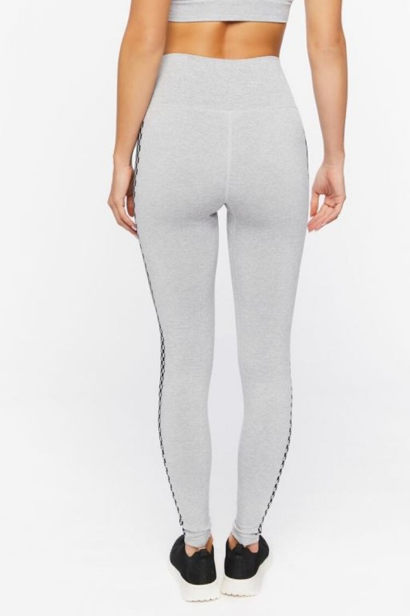 Leggins Forever 21 Active Checkered Trim Mujer Gris | Vznde7VF3nc