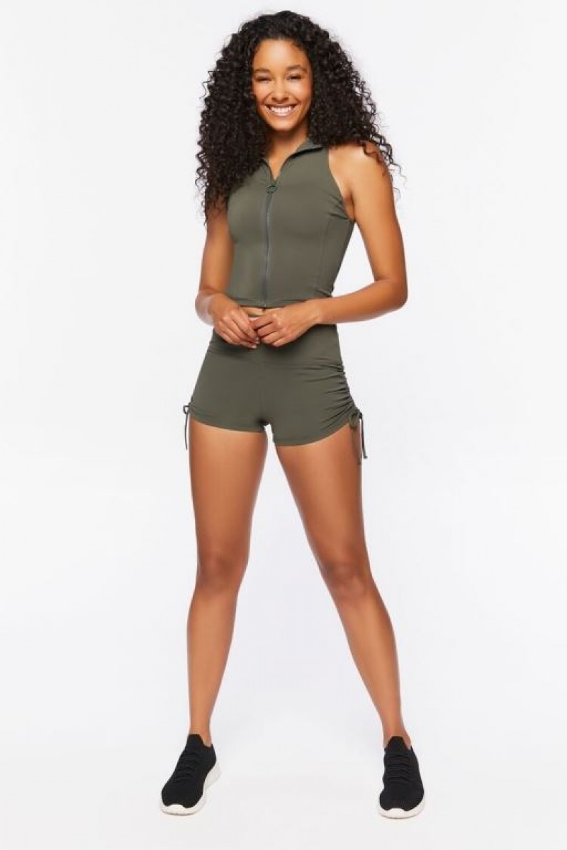 Leggins Forever 21 Active Drawstring Biker Mujer Gris Verde | MxAzw6k4g3b