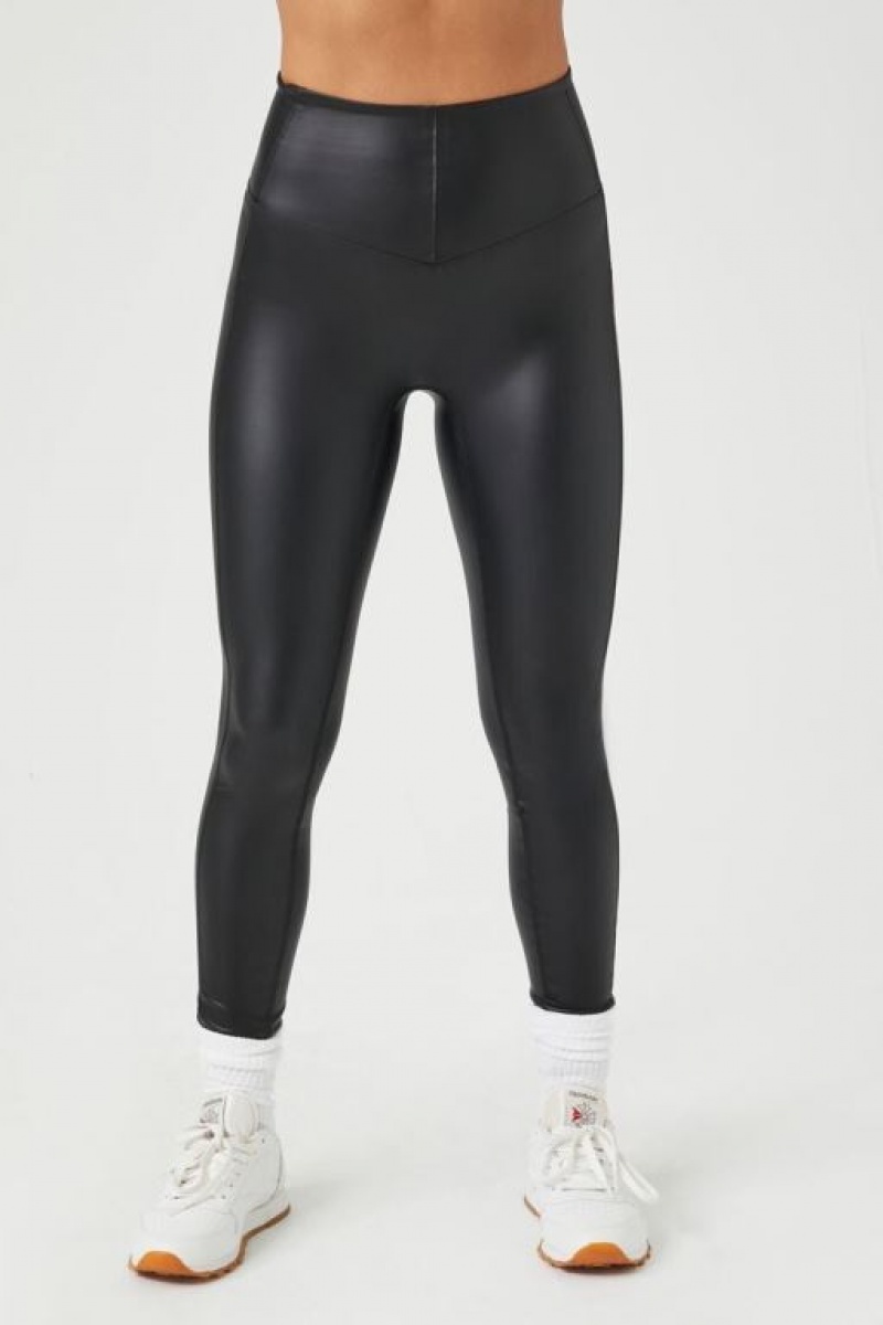 Leggins Forever 21 Active Faux Cuero Mujer Negras | Y8BjQn1MWuL