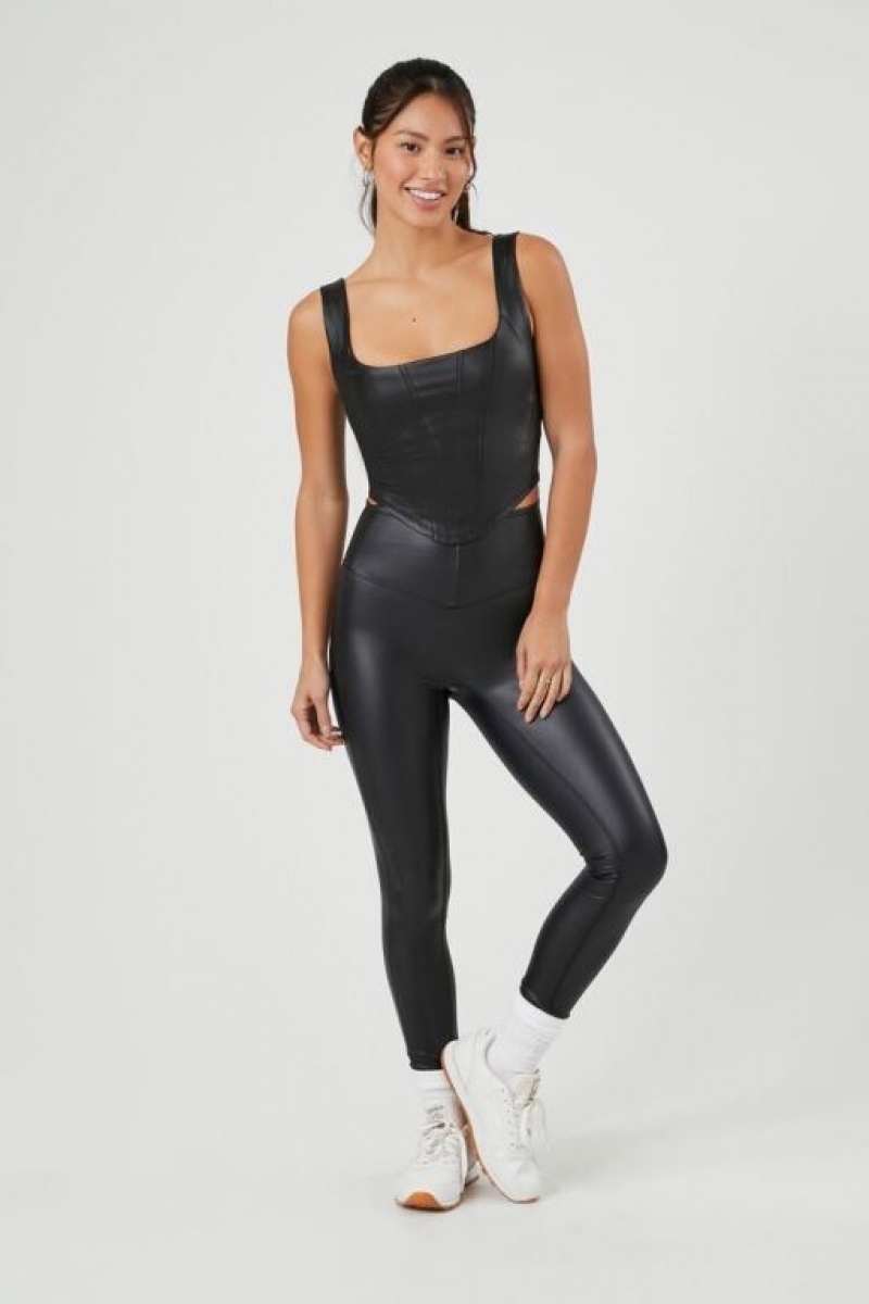 Leggins Forever 21 Active Faux Cuero Mujer Negras | Y8BjQn1MWuL