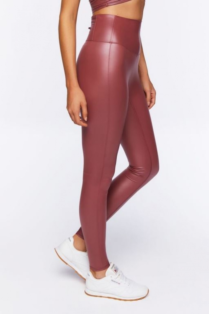 Leggins Forever 21 Active Faux Cuero Mujer Rojas Oscuro | 5JrNJ3J6uvD