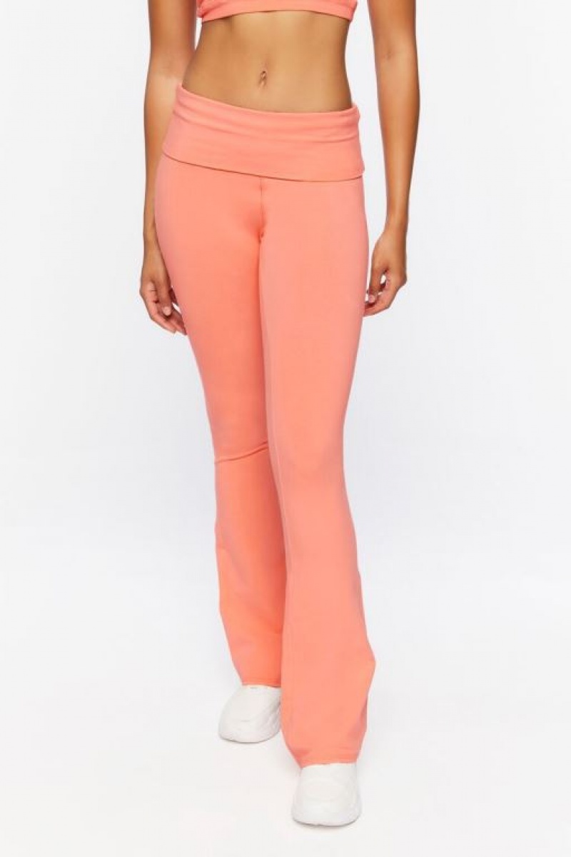 Leggins Forever 21 Active Foldover Flare Mujer Salmon | 21WZLq2N5xY