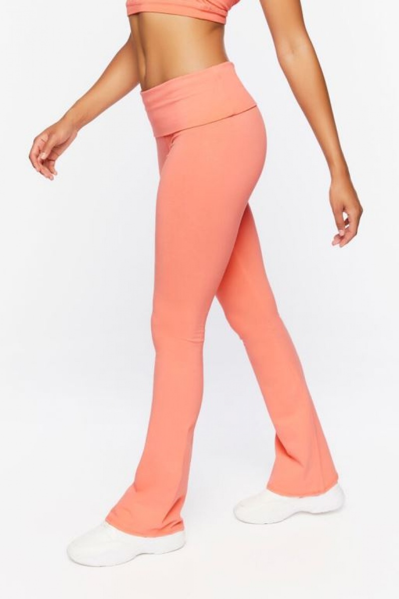 Leggins Forever 21 Active Foldover Flare Mujer Salmon | 21WZLq2N5xY