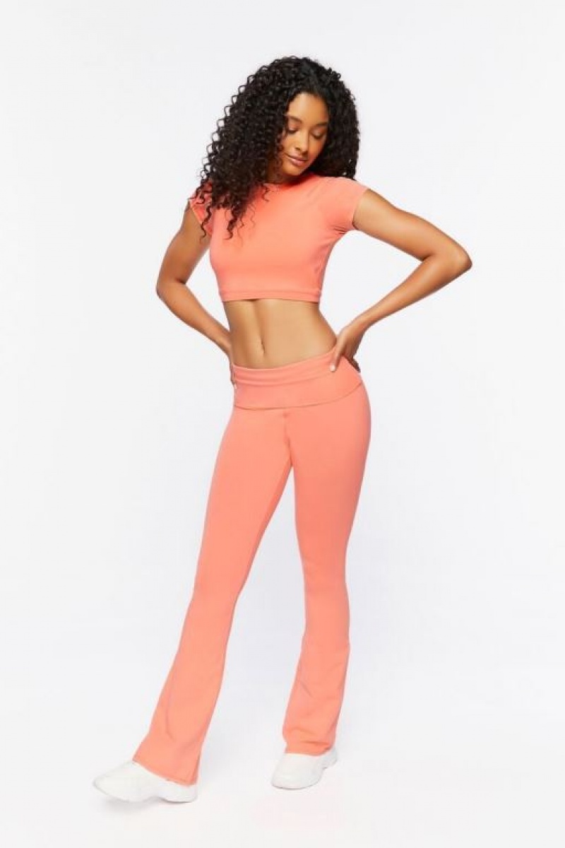 Leggins Forever 21 Active Foldover Flare Mujer Salmon | 21WZLq2N5xY