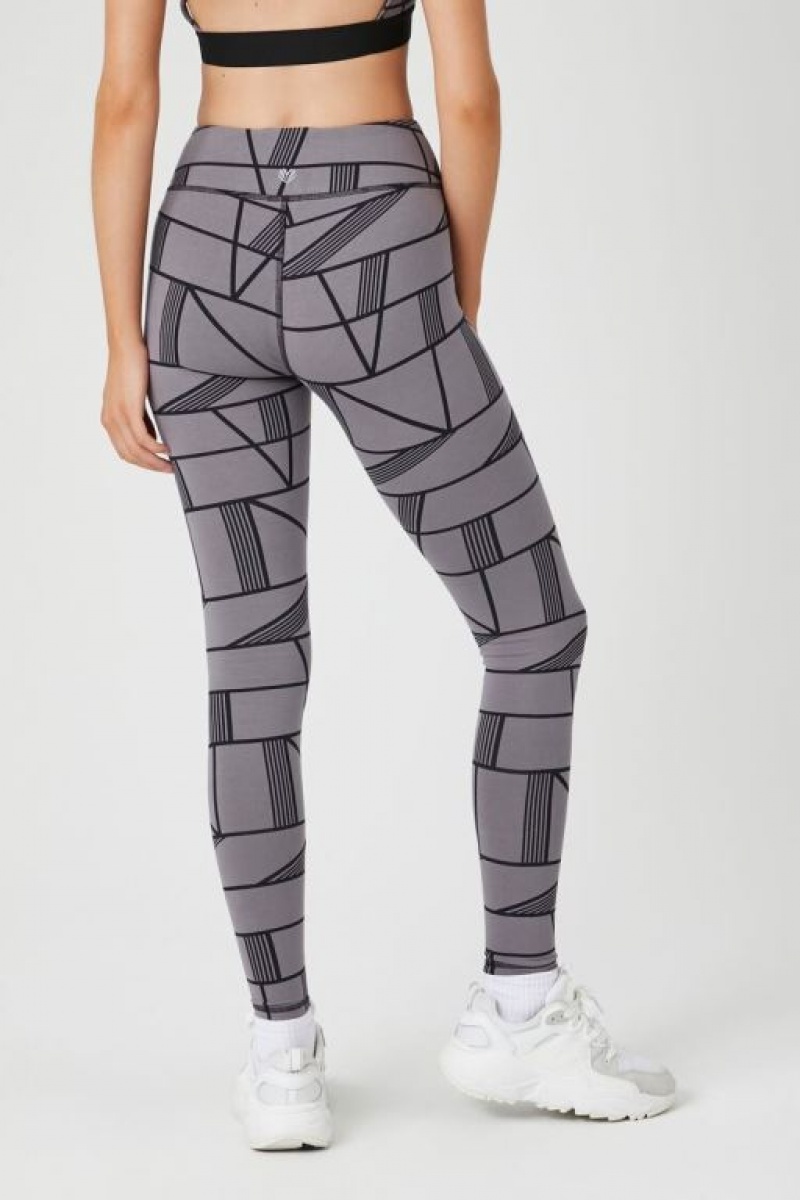 Leggins Forever 21 Active Geo Print Mujer Negras Gris | k3tYCpaVzDJ