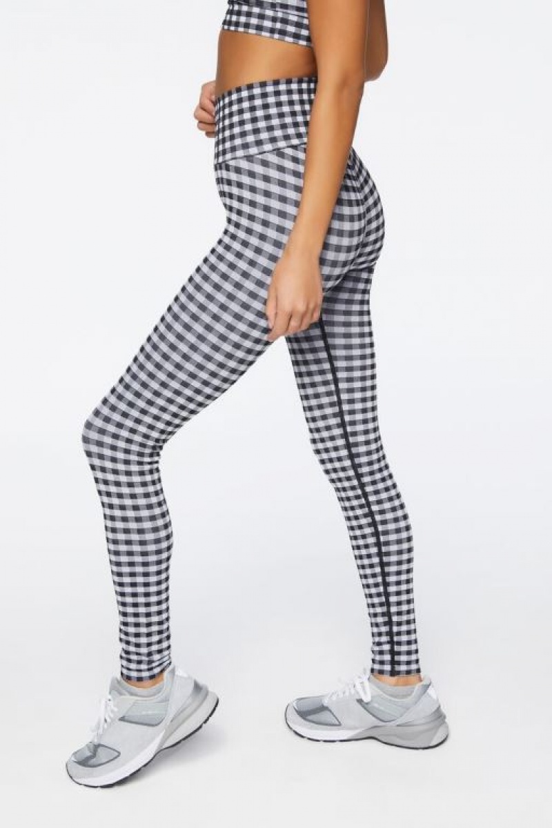 Leggins Forever 21 Active Gingham Seamless Mujer Blancas Negras | 18z4w7VuLxF