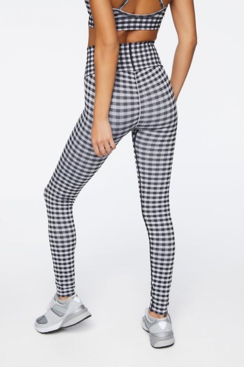 Leggins Forever 21 Active Gingham Seamless Mujer Blancas Negras | 18z4w7VuLxF