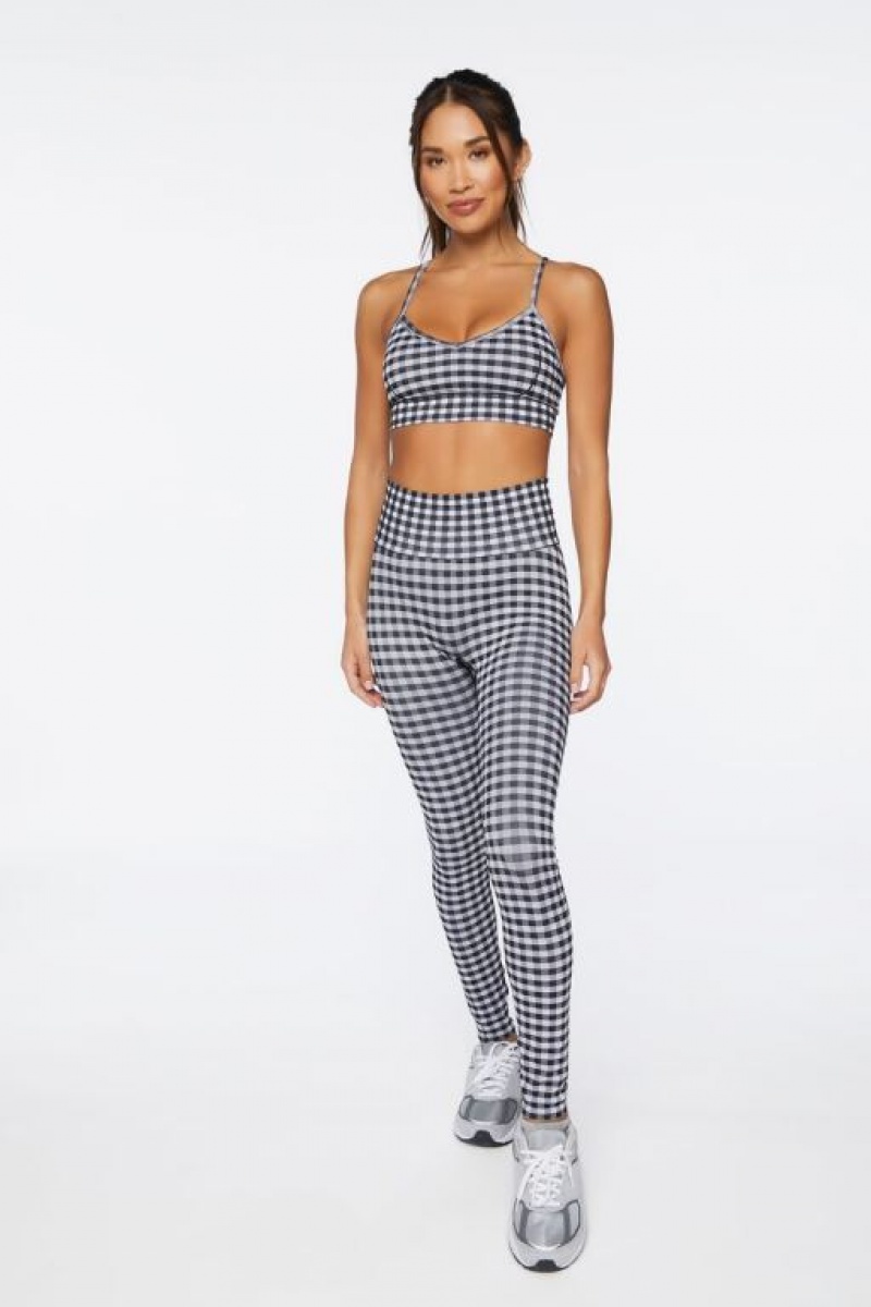 Leggins Forever 21 Active Gingham Seamless Mujer Blancas Negras | 18z4w7VuLxF