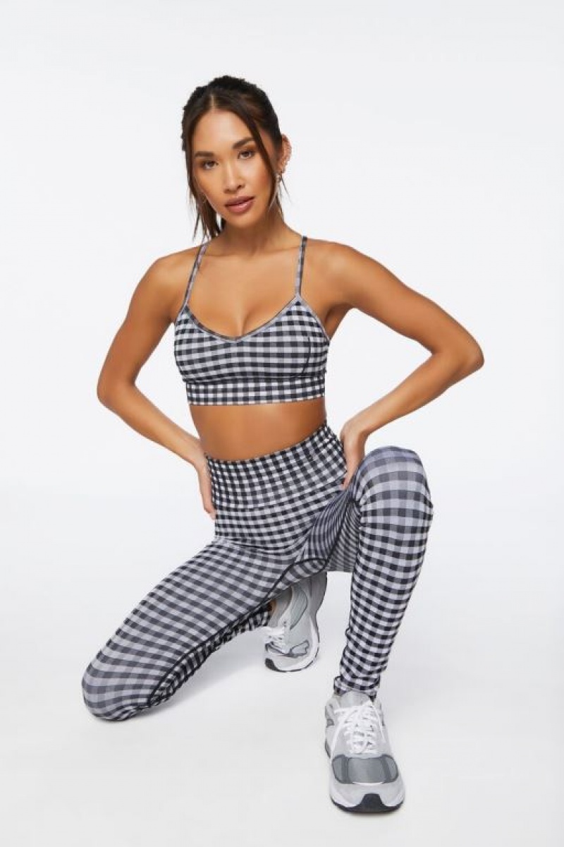 Leggins Forever 21 Active Gingham Seamless Mujer Blancas Negras | 18z4w7VuLxF