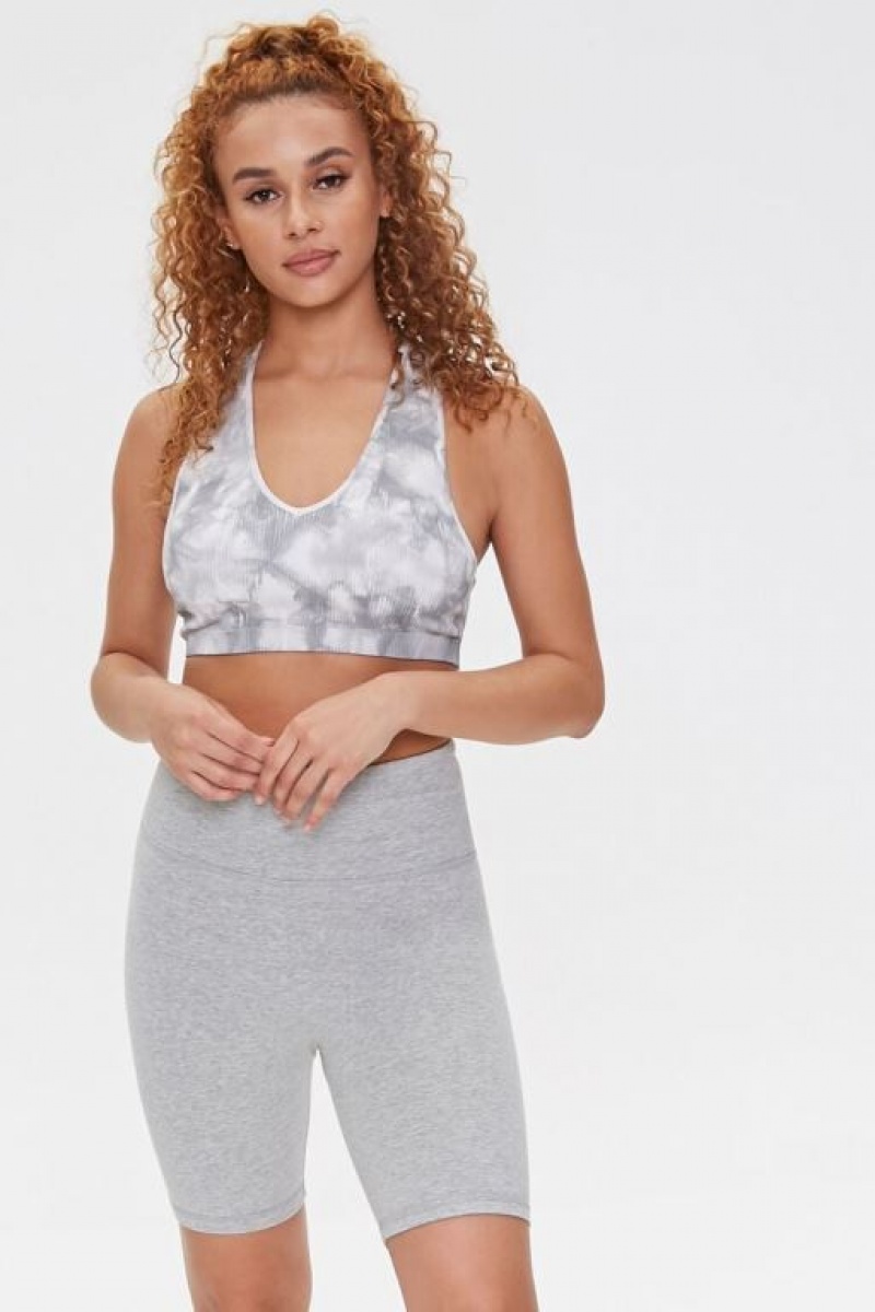 Leggins Forever 21 Active Heathered Biker Mujer Gris | O2c75v0b4f2