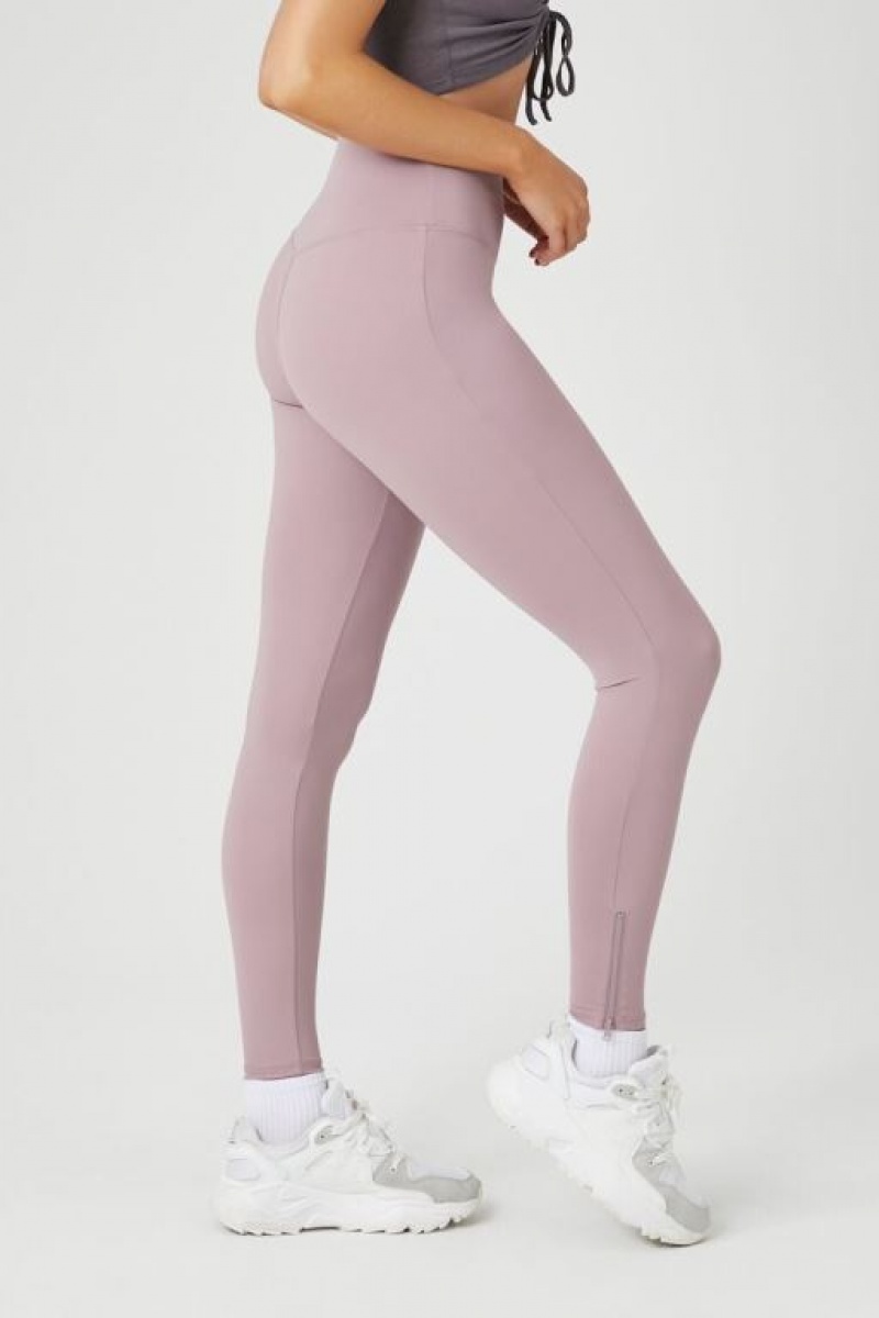 Leggins Forever 21 Active High Rise Zippered Mujer Moradas | 9QssnMzor1V