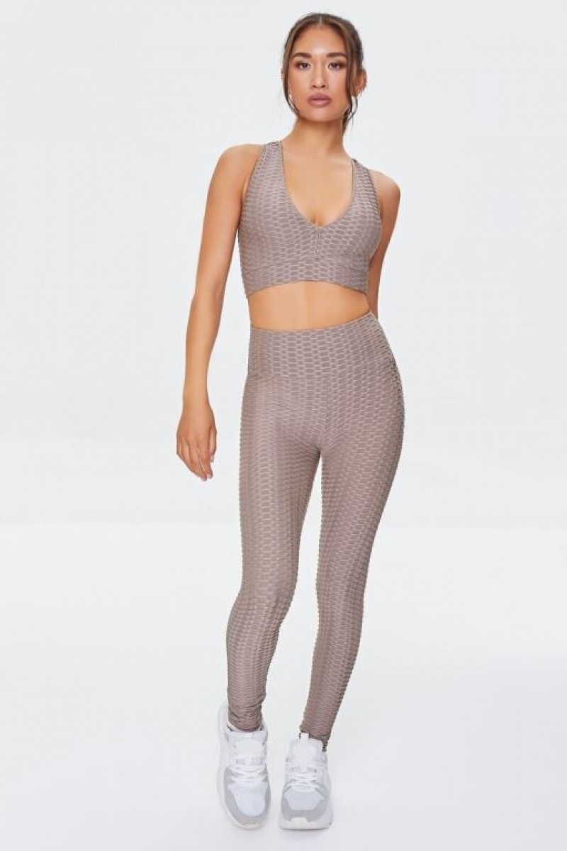 Leggins Forever 21 Active Honeycomb Mujer Gris Marrones | uZXSPw91d1j