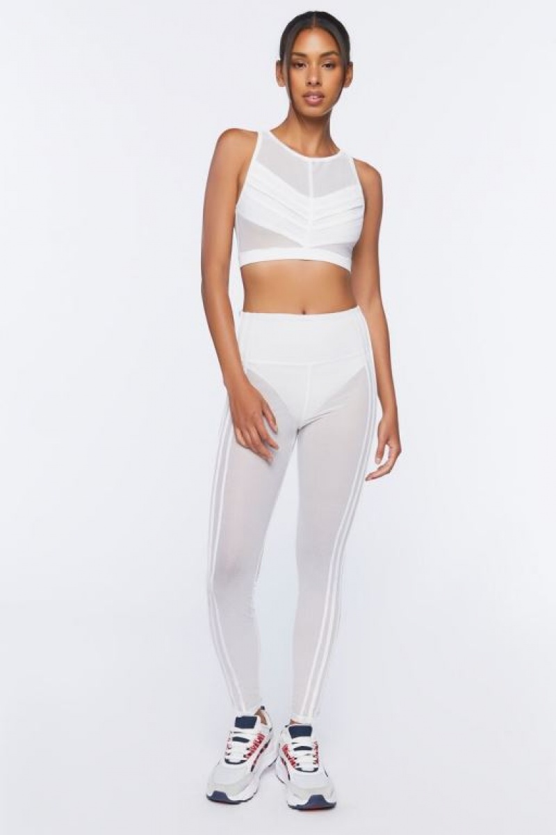 Leggins Forever 21 Active Mesh Mujer Blancas | Hg1QSk6eBaQ