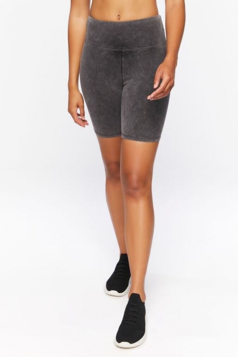 Leggins Forever 21 Active Mineral Wash Biker Mujer Gris | efa779m93r0