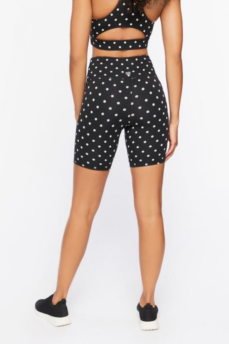 Leggins Forever 21 Active Polka Dot Biker Mujer Negras Blancas | ZeaMvRIllOz