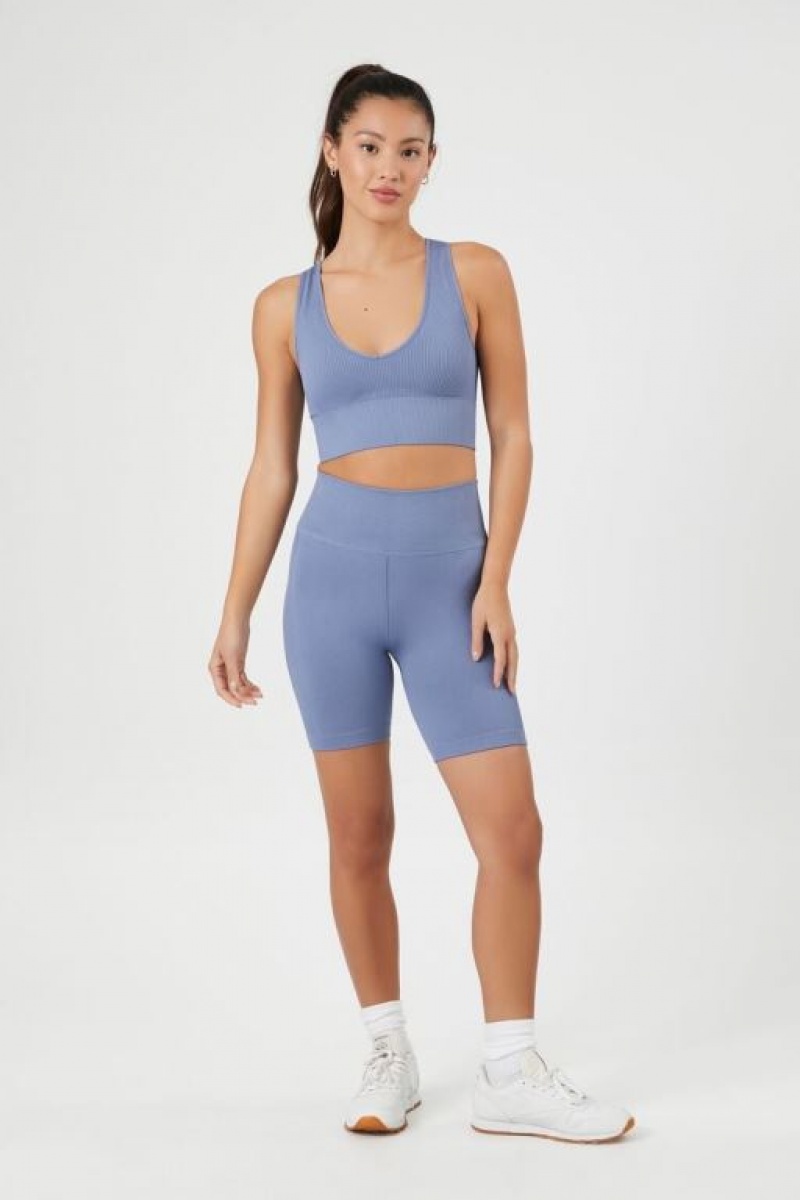 Leggins Forever 21 Active Seamless Biker Mujer Azules | yPsHv5oZksL