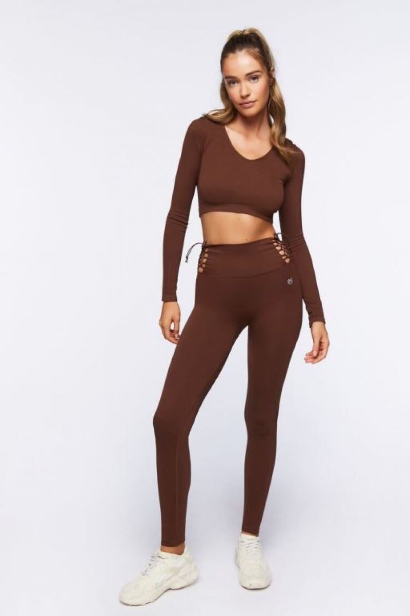 Leggins Forever 21 Active Seamless Cutout Mujer Cafe | qxqYxLu0kG5