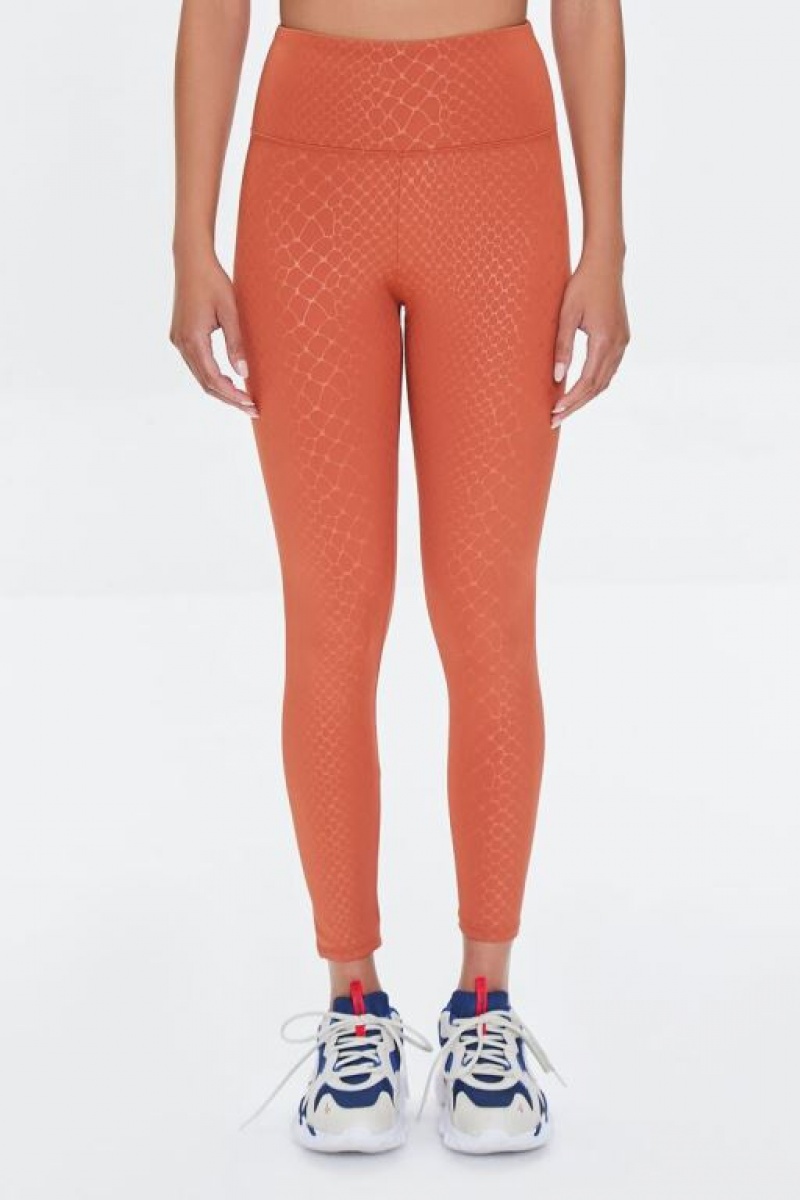 Leggins Forever 21 Active Snake Print Mujer Auburn/Auburn | QnRatwQ8TTY