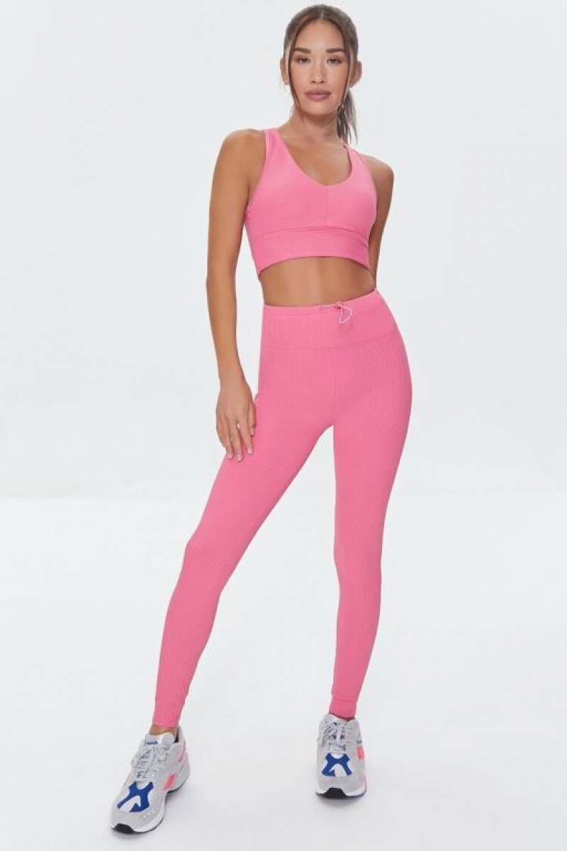 Leggins Forever 21 Active Toggle Drawstring Mujer Rosas | KmqoKZgqQQT