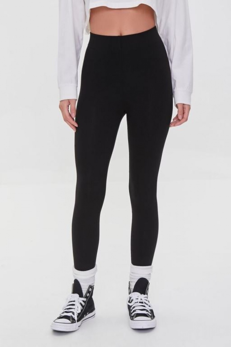 Leggins Forever 21 Basic High Rise Mujer Negras | D3VYUOEq4Ex