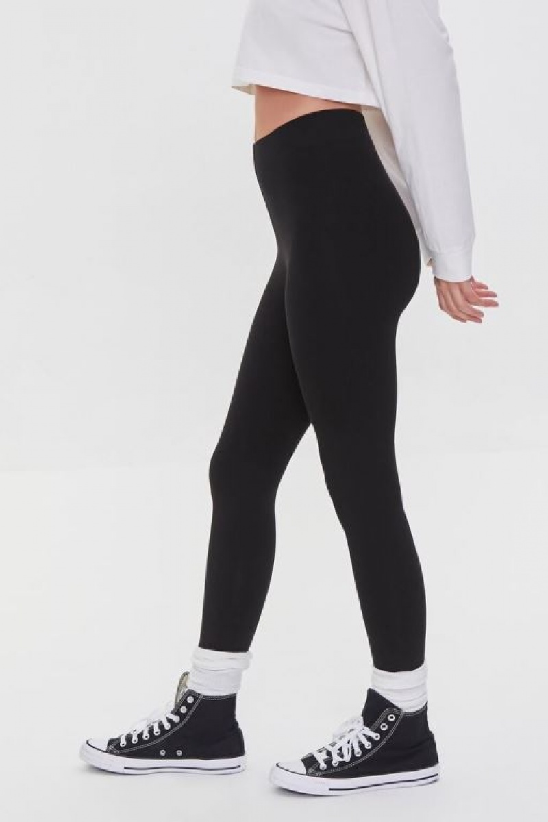 Leggins Forever 21 Basic High Rise Mujer Negras | D3VYUOEq4Ex