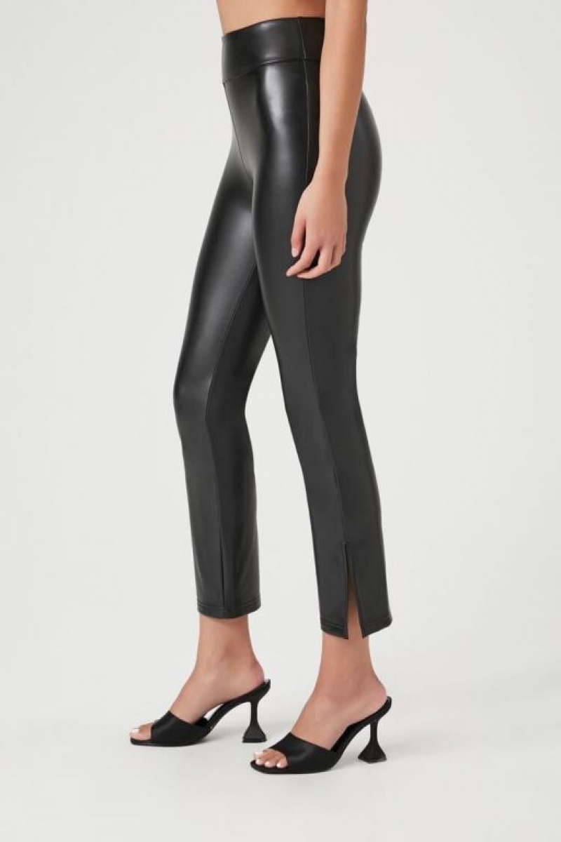 Leggins Forever 21 Faux Cuero Ankle Mujer Negras | v6TuPCoZG0u