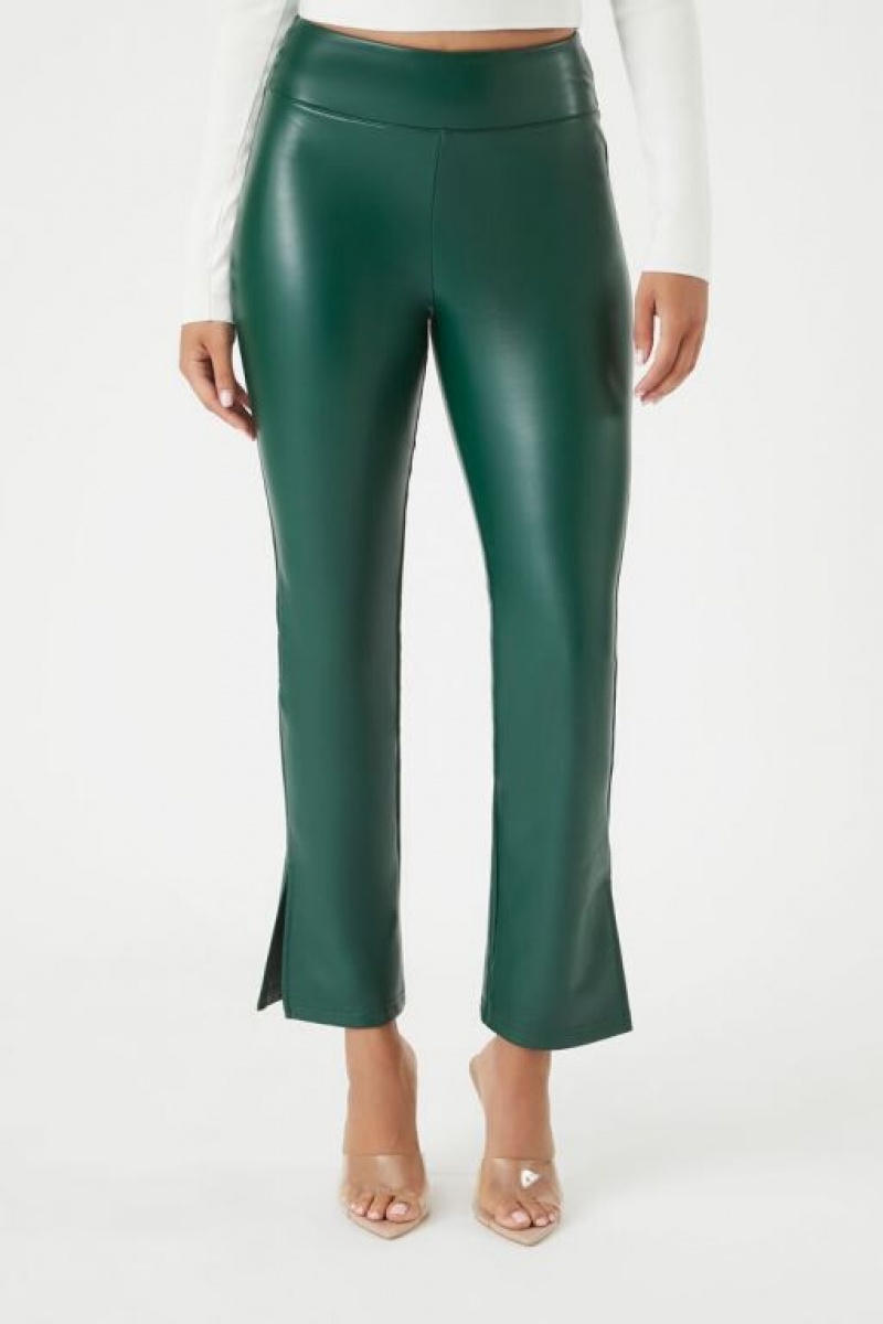 Leggins Forever 21 Faux Cuero Flare Mujer Turquesa | h6BuC3k5OqV