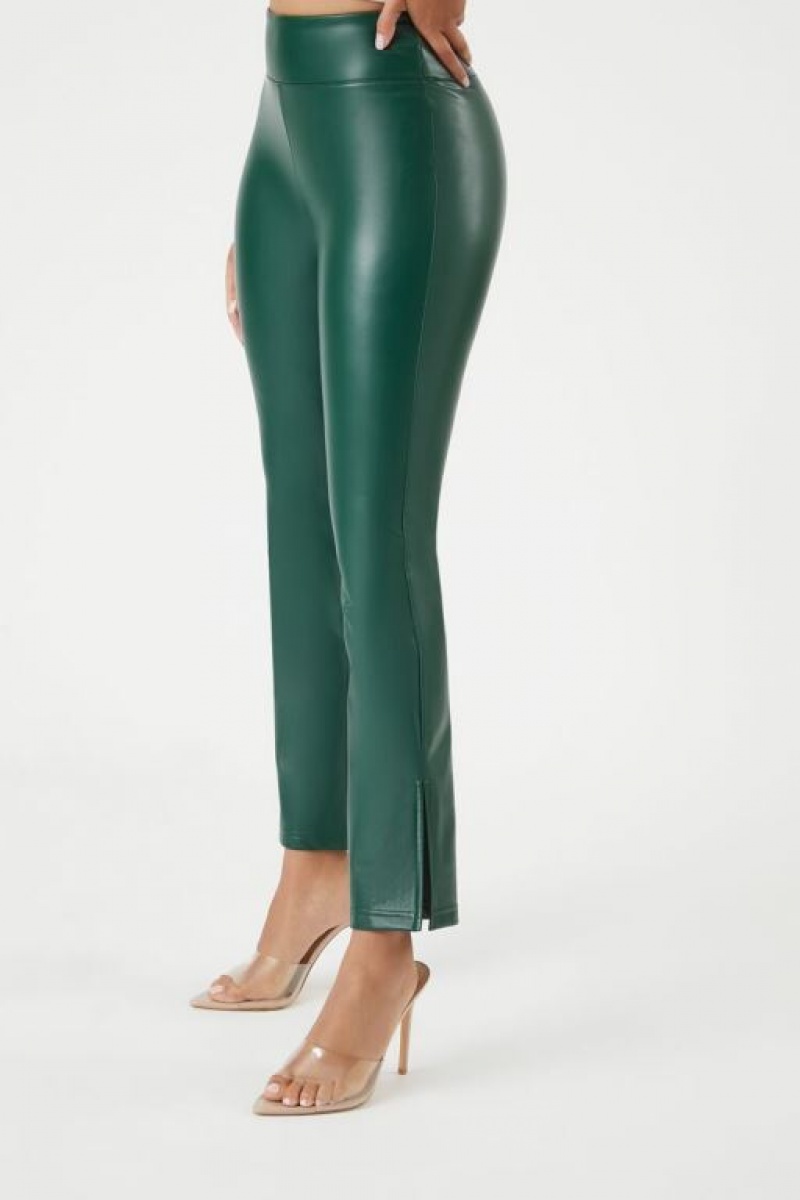 Leggins Forever 21 Faux Cuero Flare Mujer Turquesa | h6BuC3k5OqV